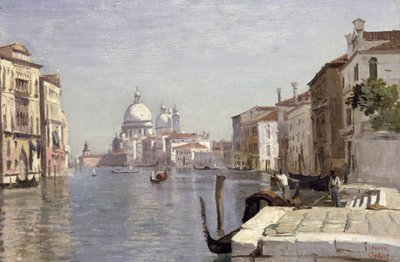 Venedig - Blick auf Campo della Carità in Richtung Kuppel der Salute, 1834 von Jean Baptiste Camille Corot